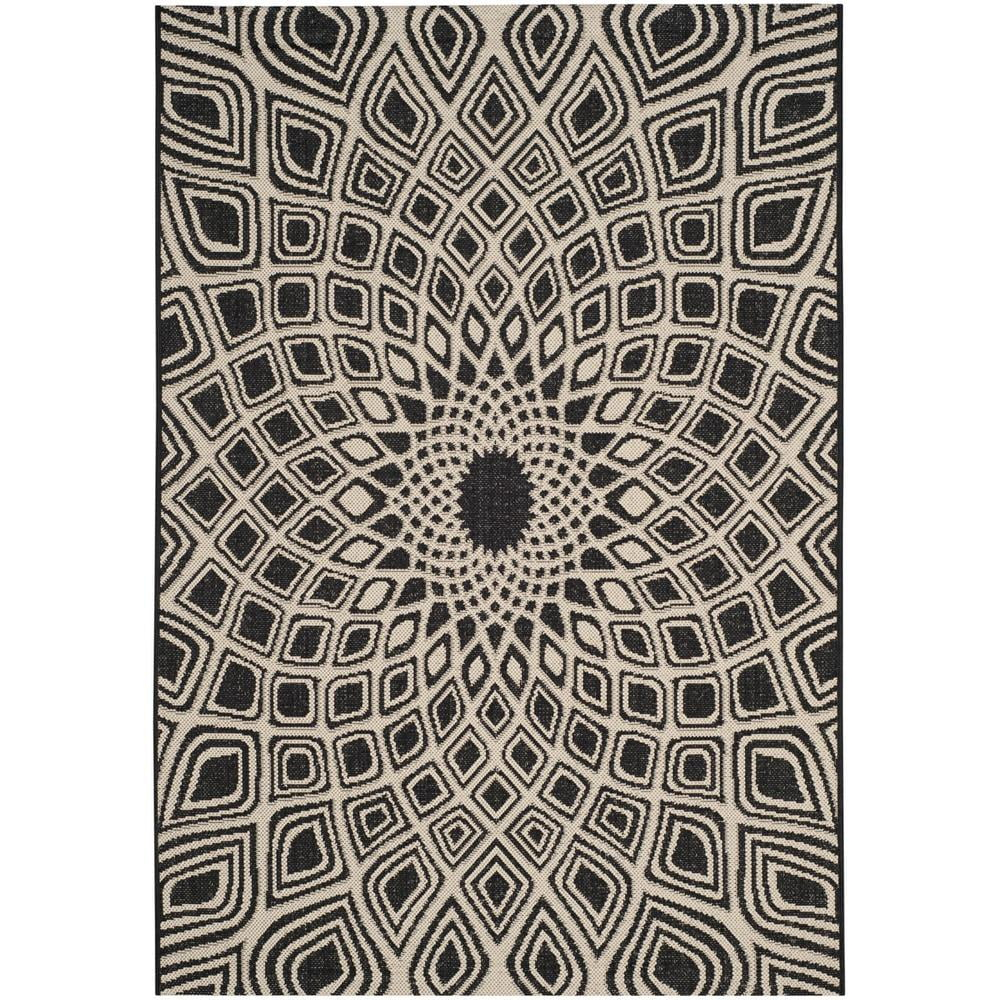 Courtyard CY6616 Power Loomed Indoor/Outdoor Accent Rug - Black/Beige - 2'x3'7" - Safavieh.