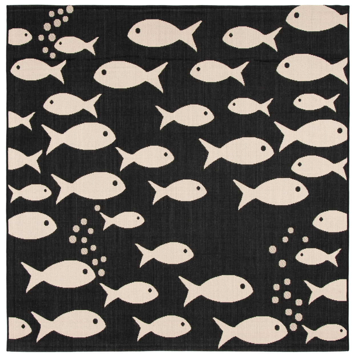 Courtyard CY6012 Power Loomed Indoor/Outdoor Area Rug - Black/Beige - 4'x4' - Safavieh.