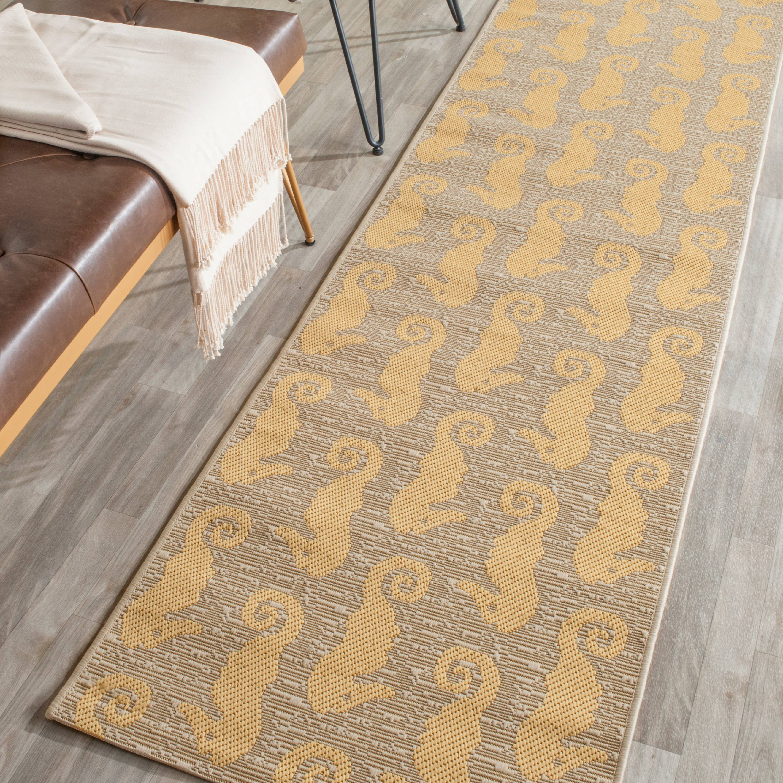 Courtyard CY6214 Power Loomed Indoor/Outdoor Runner Rug - Beige/Yellow - 2'3"x8' - Safavieh.