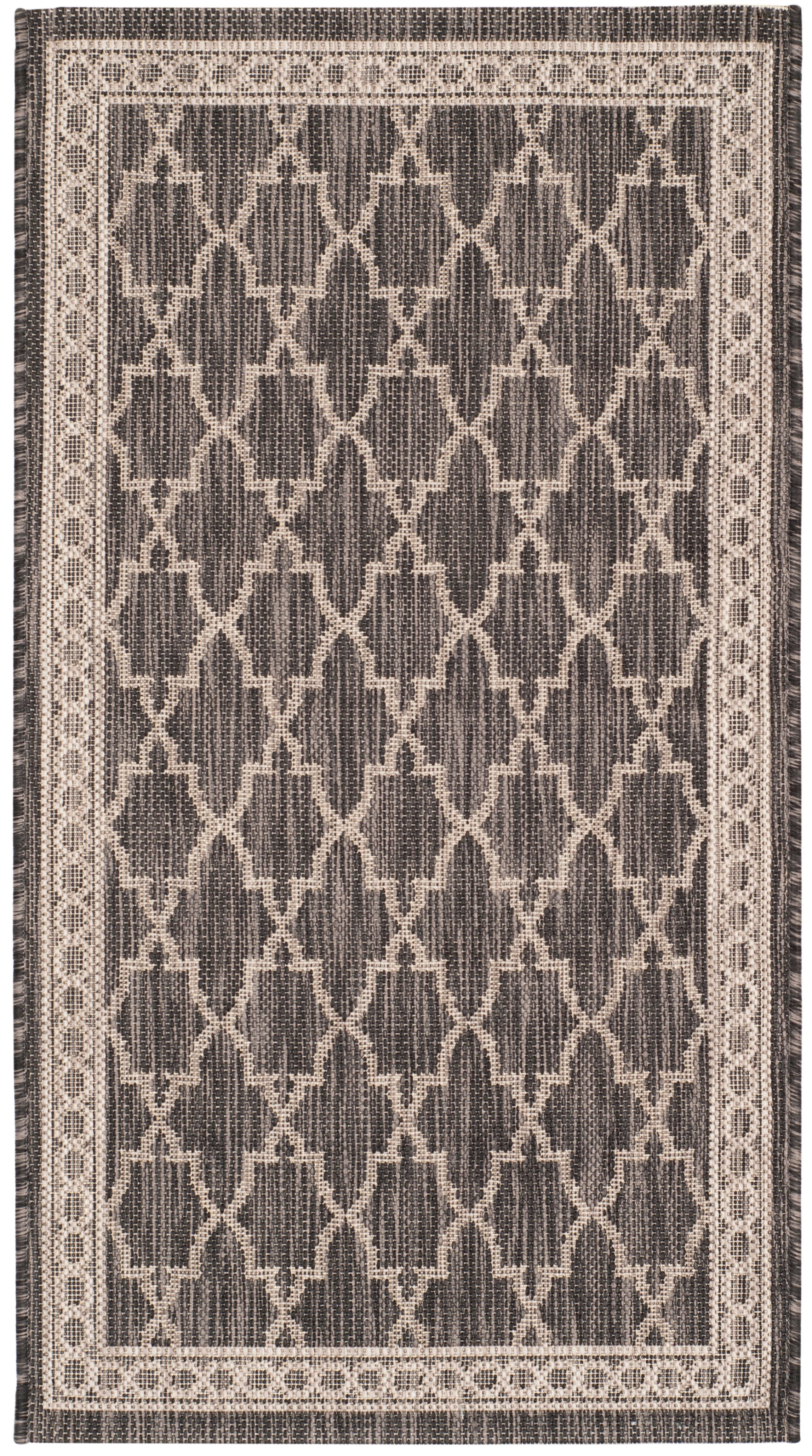 Courtyard CY8871 Power Loomed Indoor/Outdoor Accent Rug - Black/Beige - 2'x3'7" - Safavieh.