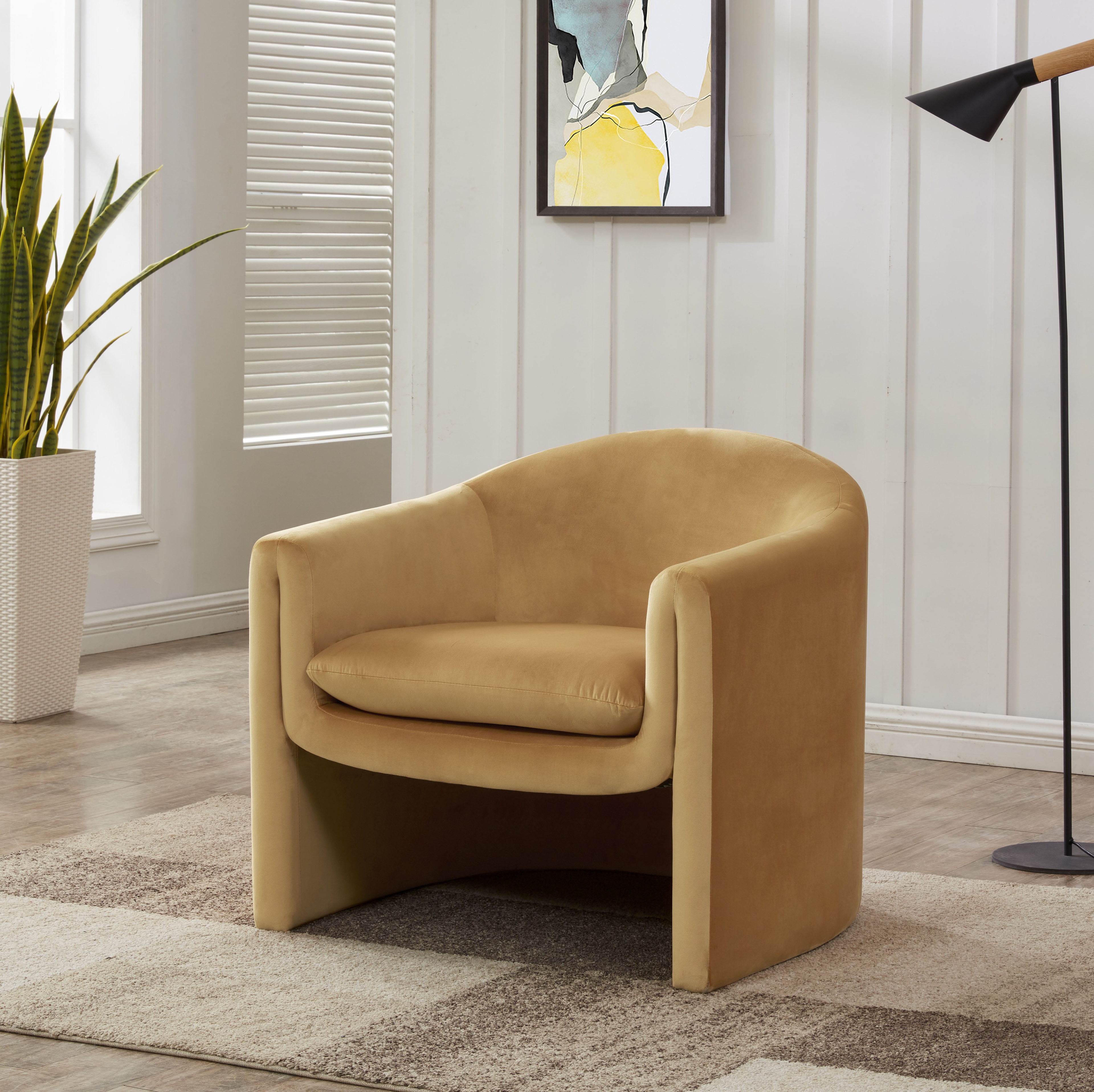 SAFAVIEH Couture Laylette Modern Velvet Solid Accent Chair, Pumpkin Orange