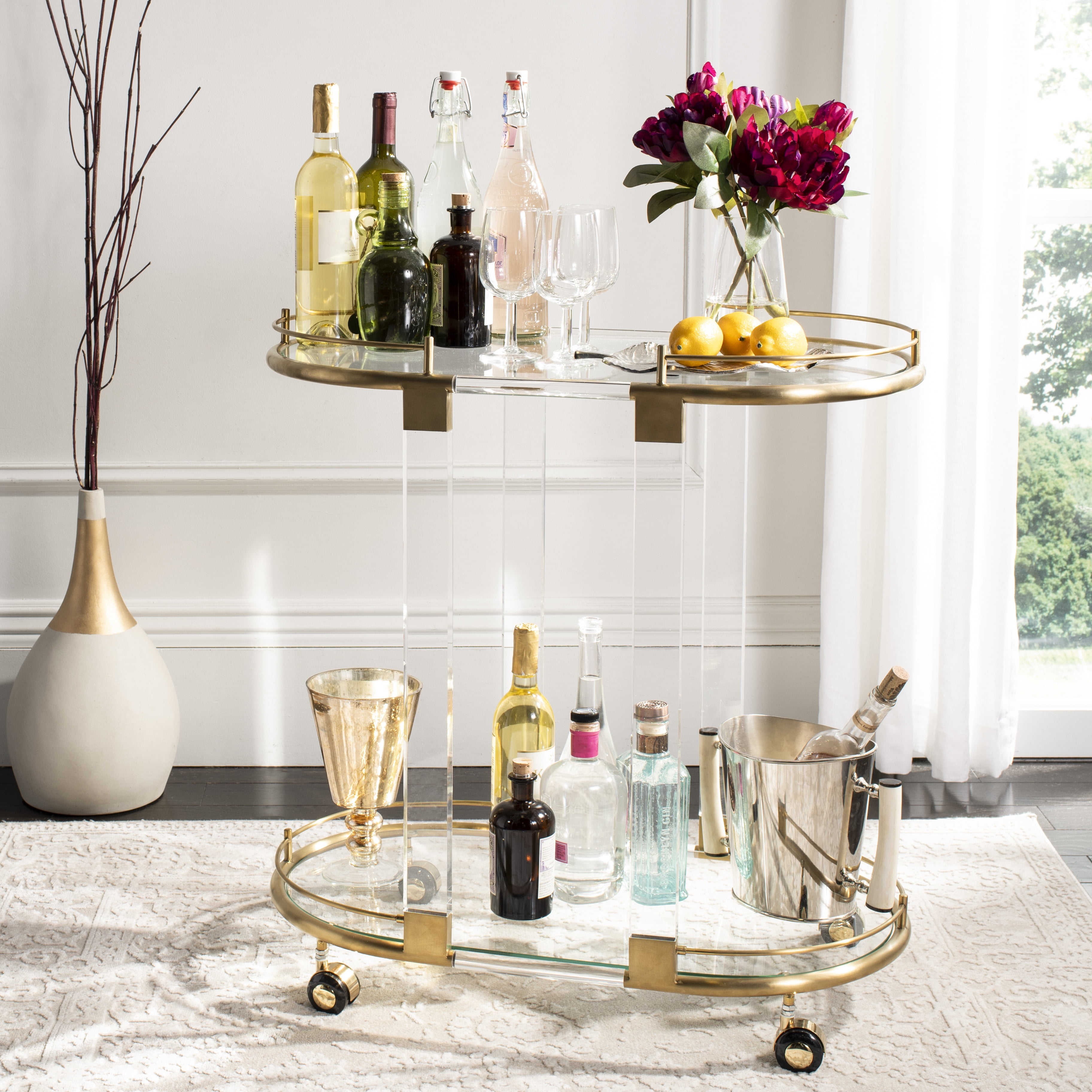 Lennon Bar Trolley - Brass - Safavieh
