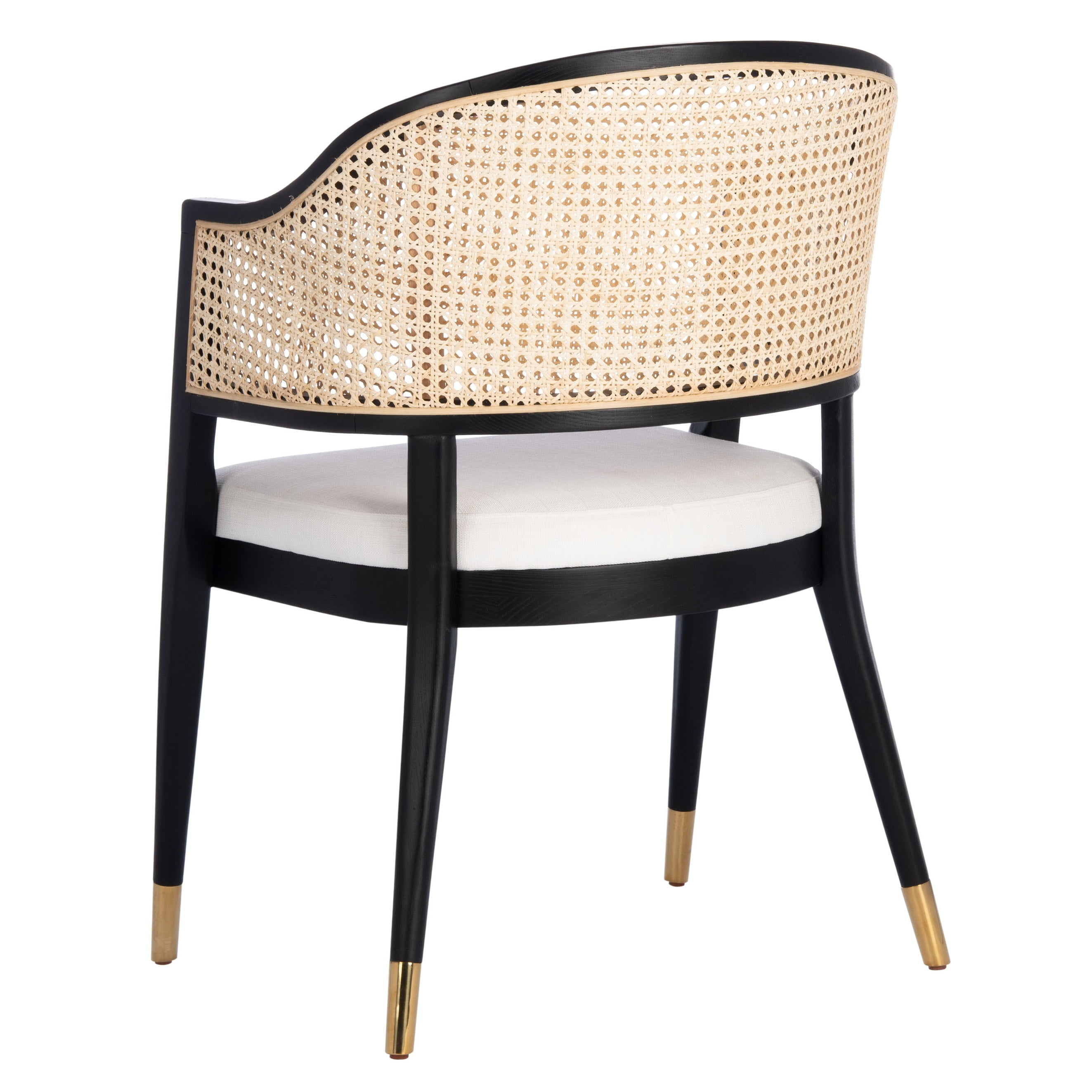 SAFAVIEH Couture Rogue Mid-Century Linen Solid Dining Chair, Black/Natural