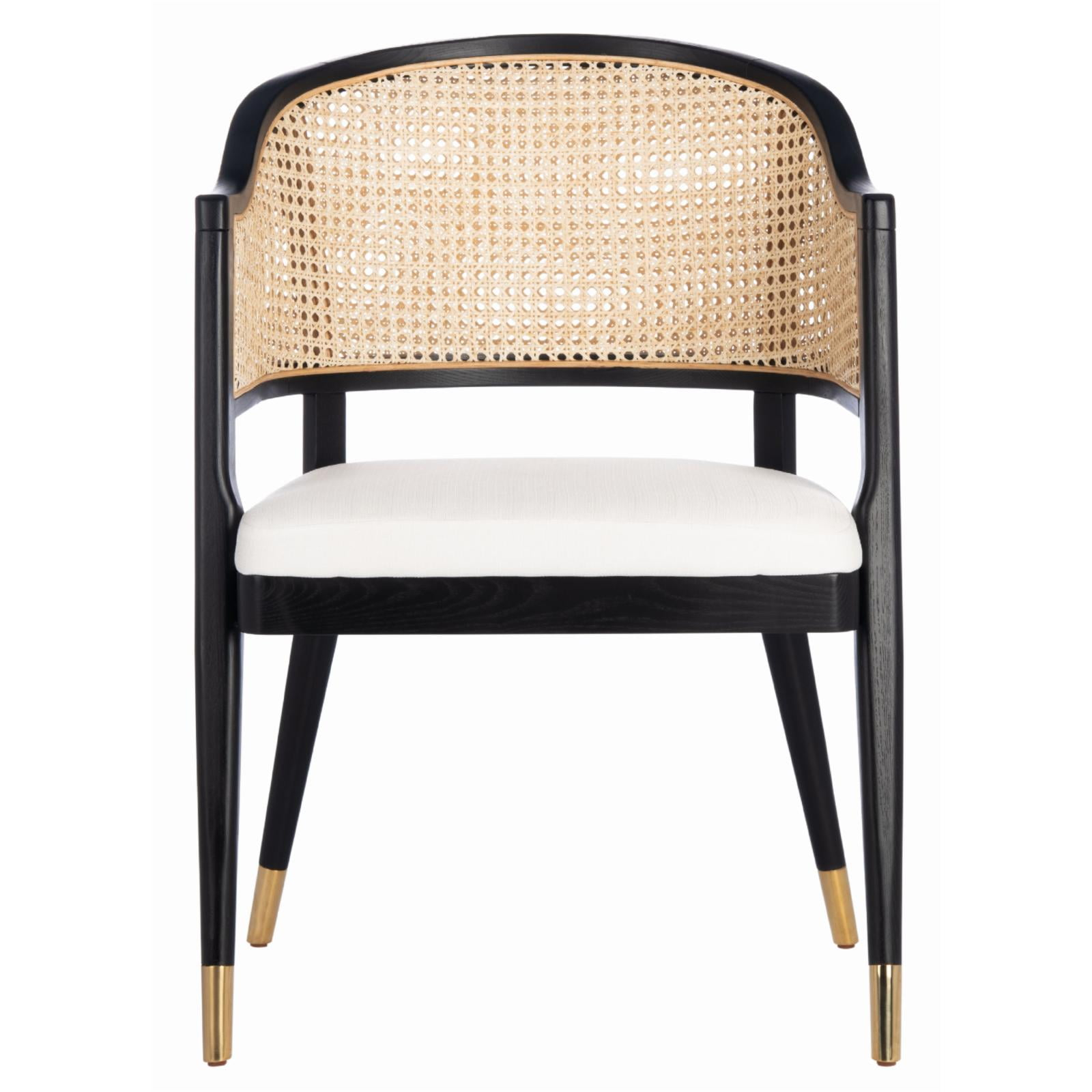 SAFAVIEH Couture Rogue Mid-Century Linen Solid Dining Chair, Black/Natural
