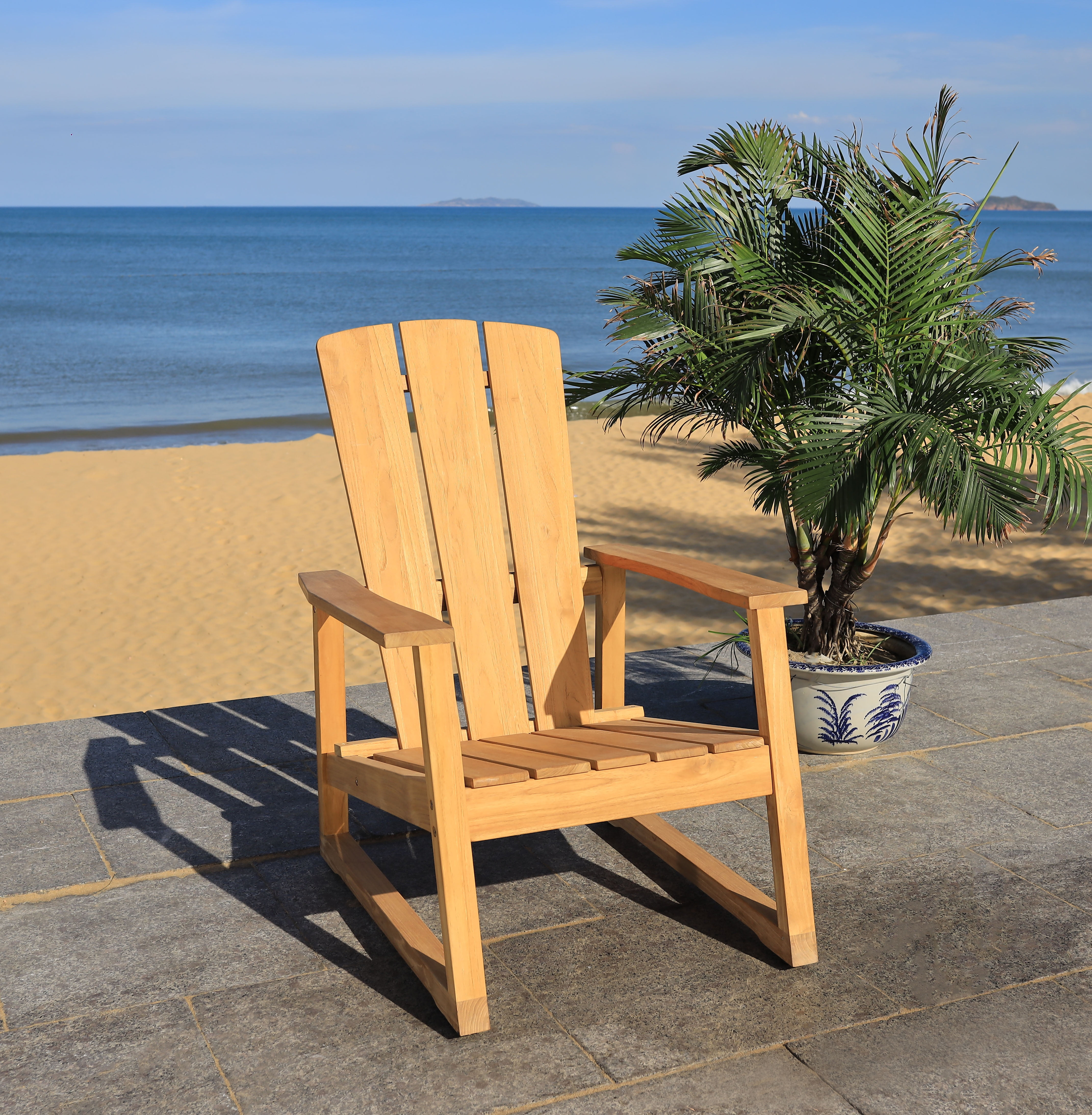 SAFAVIEH Couture San Juan Brazilian Teak Adirondack Chair, Natural