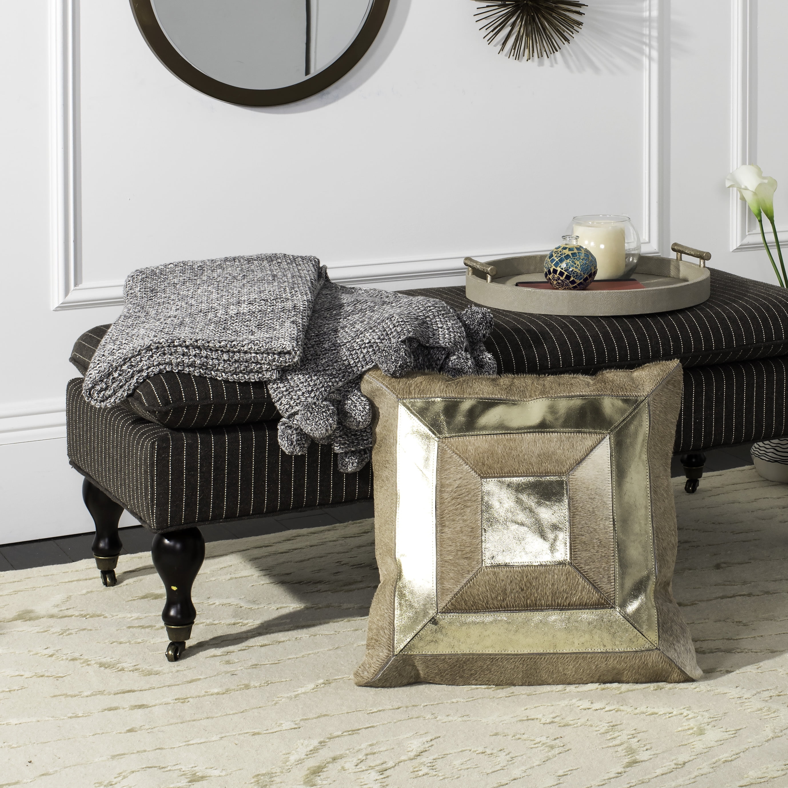 Geometric Cowhide Throw Pillow