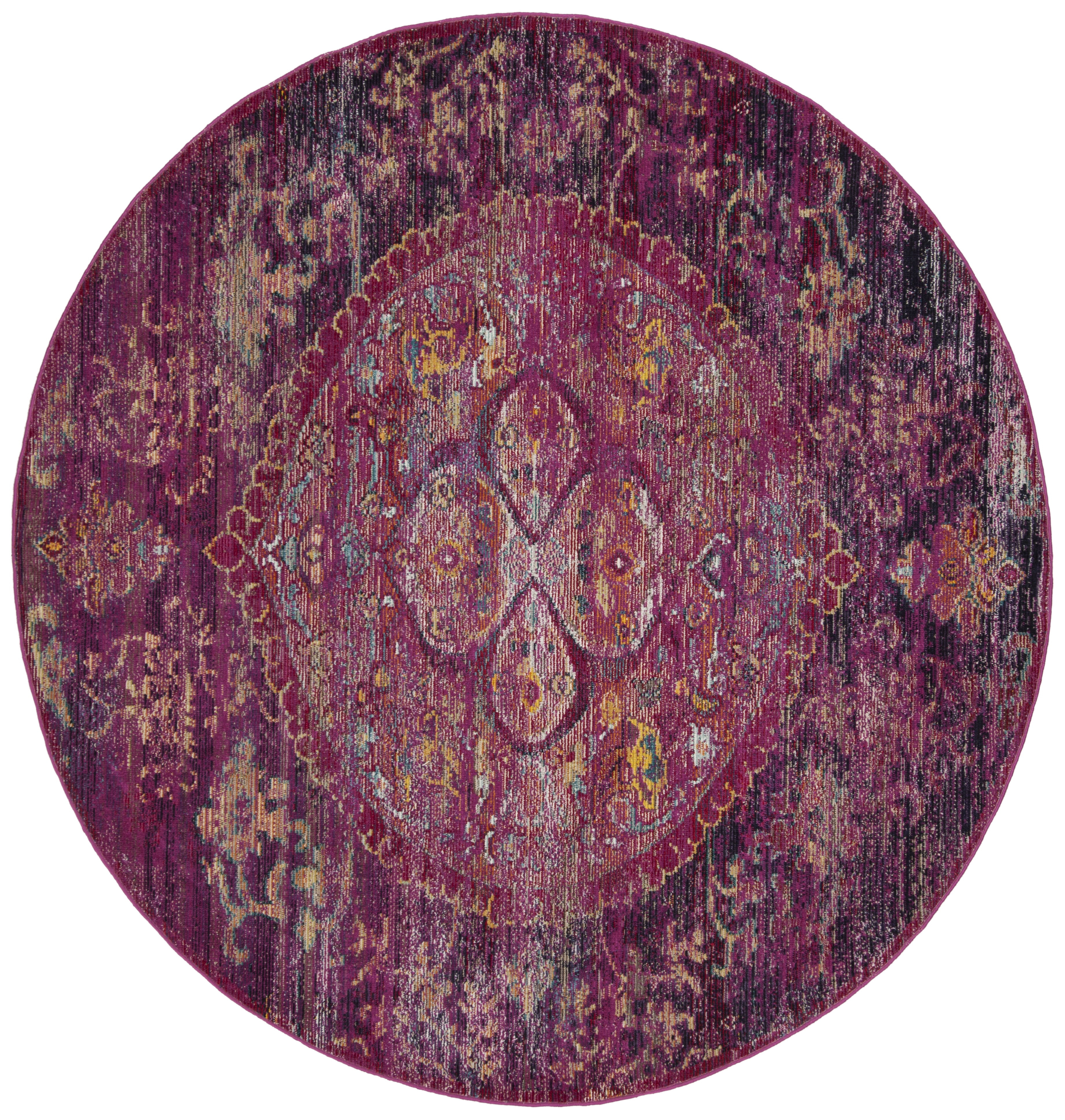Crystal CRS512 Power Loomed Area Rug - Fuchsia/Purple - 7' Round - Safavieh.