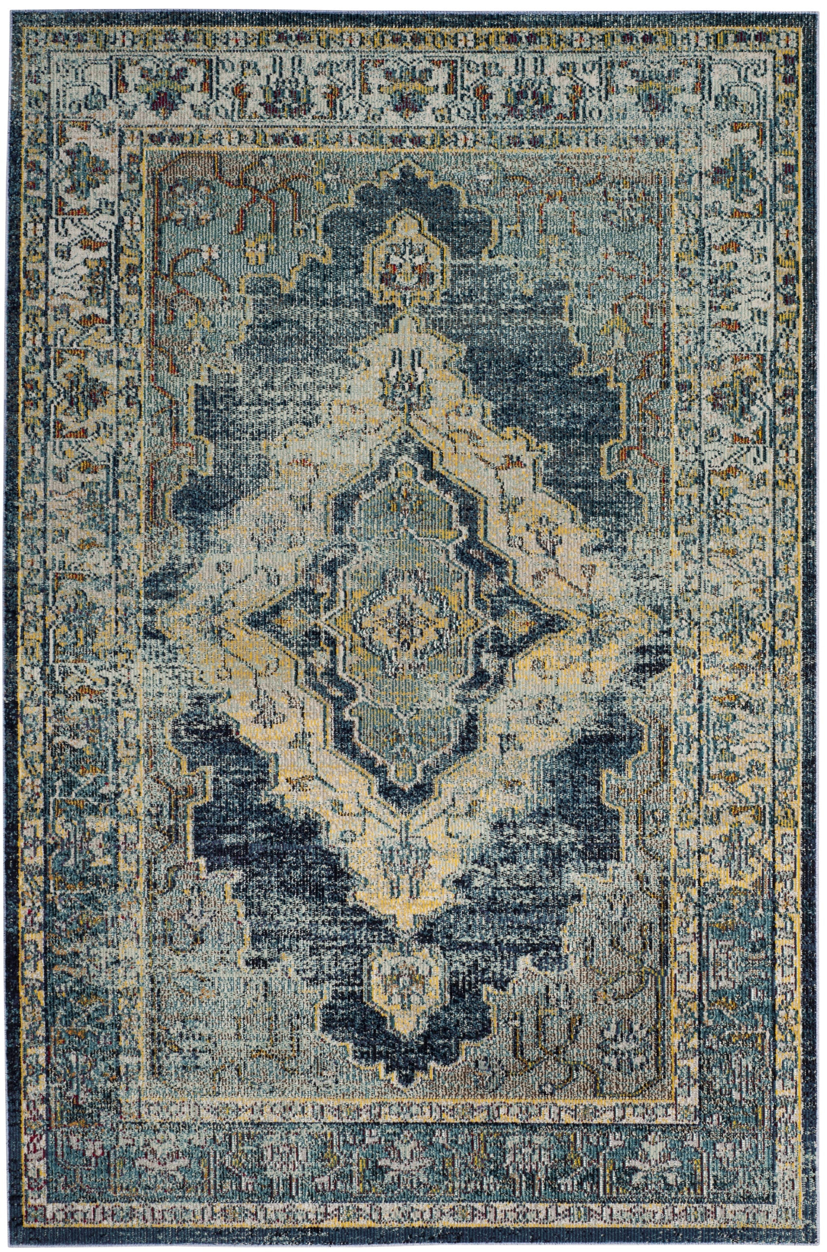 Crystal CRS500 Power Loomed Area Rug - Blue/Yellow - 4'x6' - Safavieh.