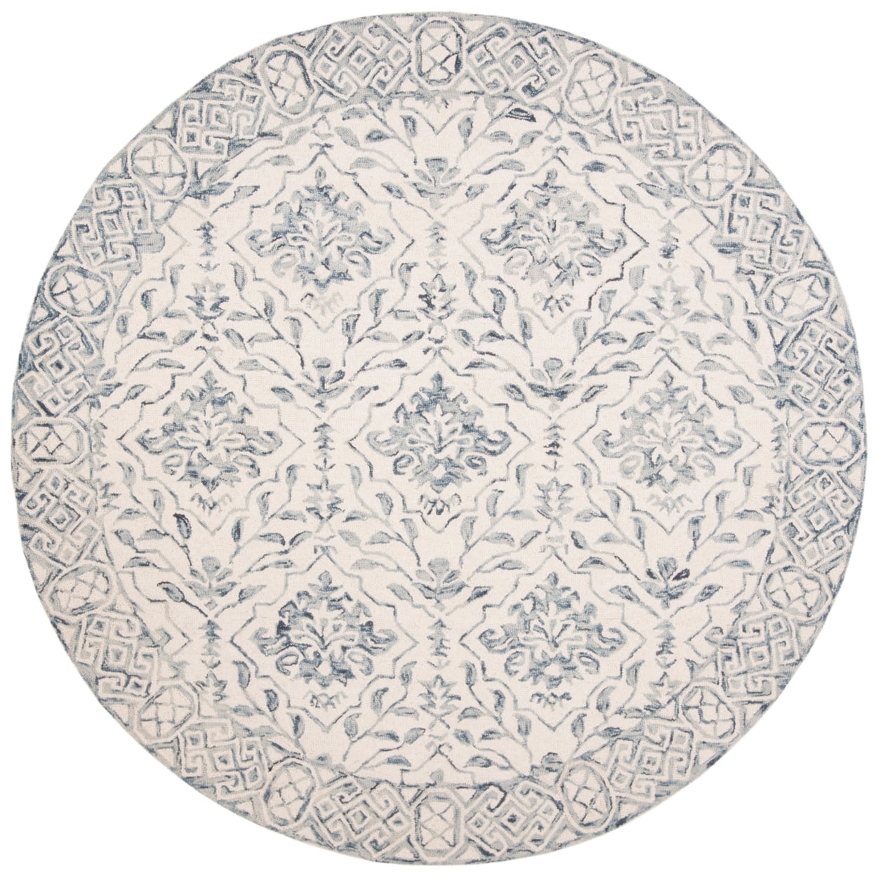 Dip Dye DDY901 Hand Tufted Area Rug - Blue/Ivory - 3' round - Safavieh.