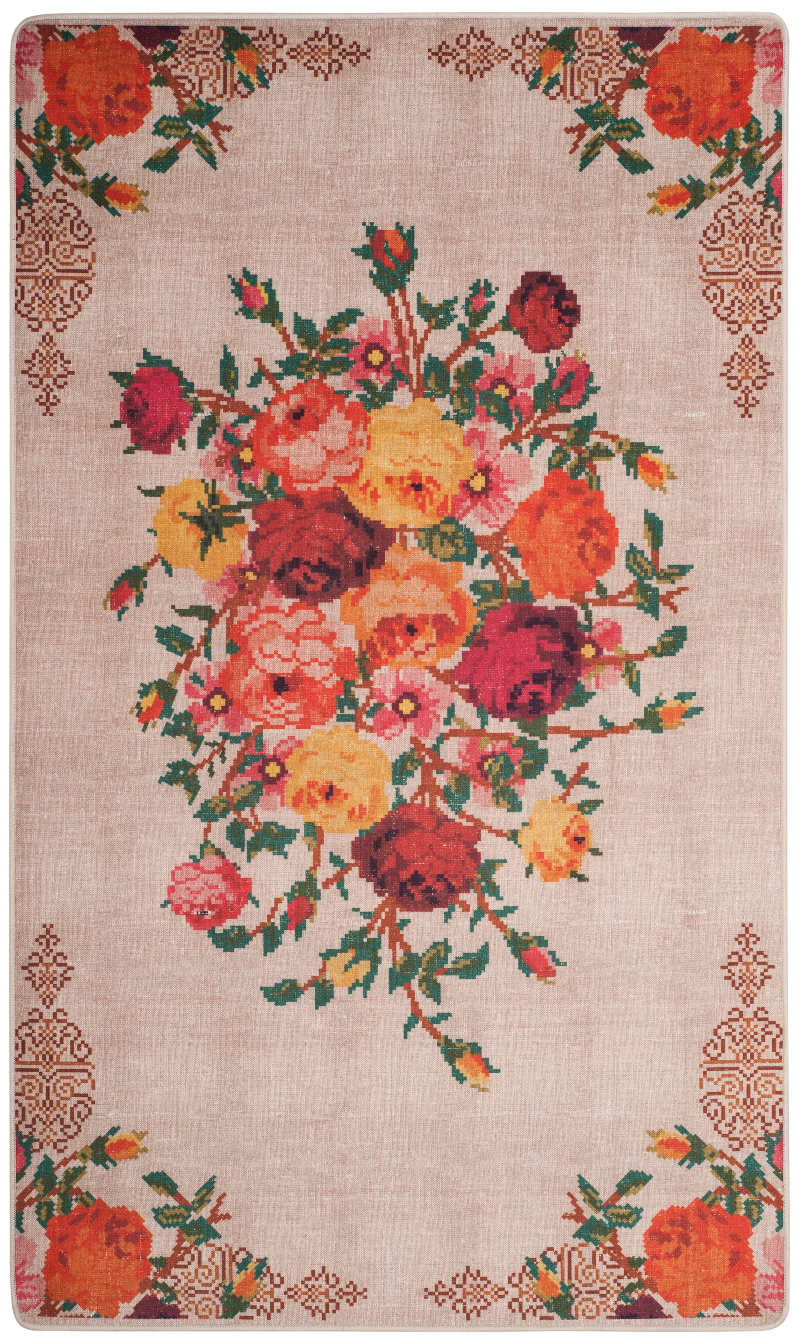Daytona DAY115 Flat Weave Accent Rug - Cream/Orange - 3'x5' - Safavieh.