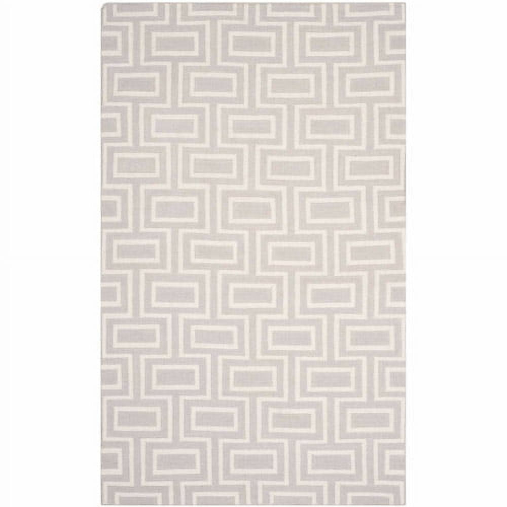 SAFAVIEH Dhurrie Abigail Geometric Moroccan Wool Area Rug, Grey/Ivory, 3' x 5'