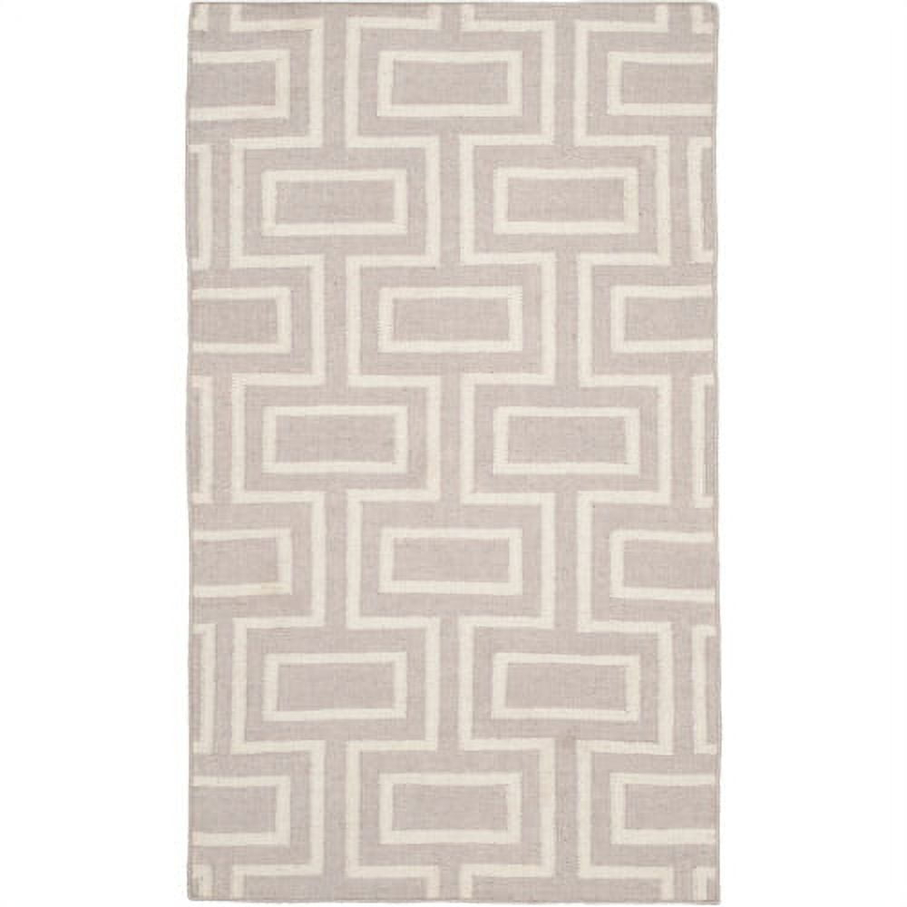 SAFAVIEH Dhurrie Abigail Geometric Moroccan Wool Area Rug, Grey/Ivory, 6' x 9'