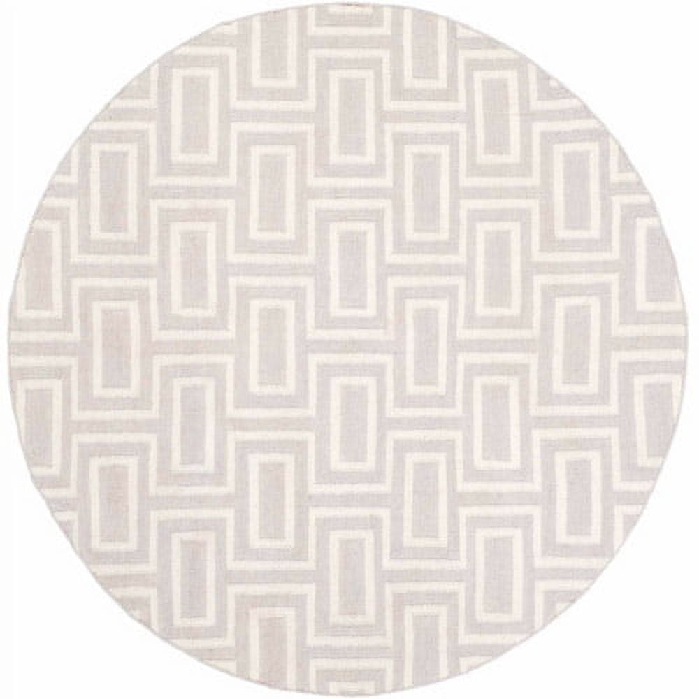 SAFAVIEH Dhurrie Abigail Geometric Moroccan Wool Area Rug, Grey/Ivory, 9' x 12'