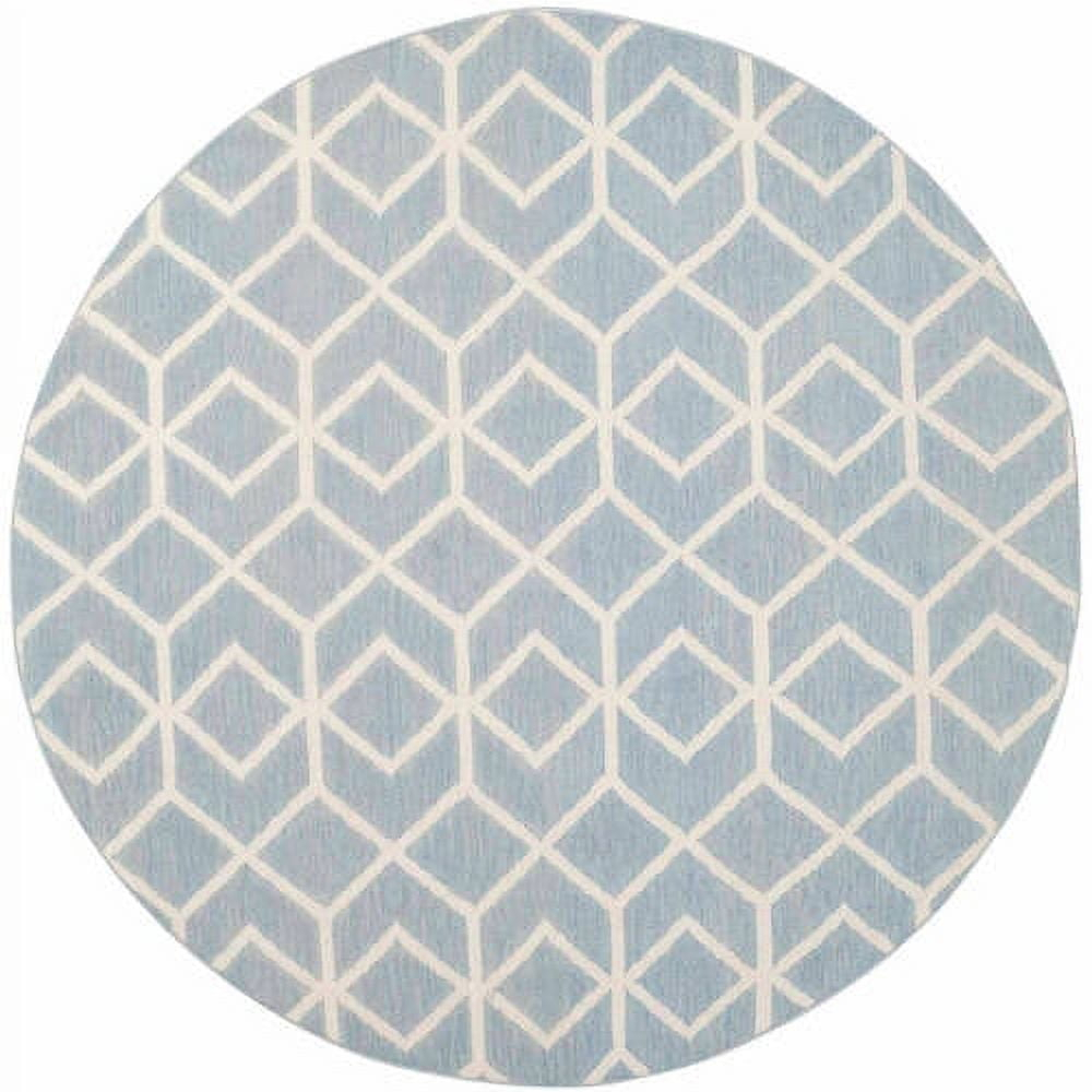 SAFAVIEH Dhurrie Addison Geometric Moroccan Wool Area Rug, Blue/Ivory, 8' x 10'