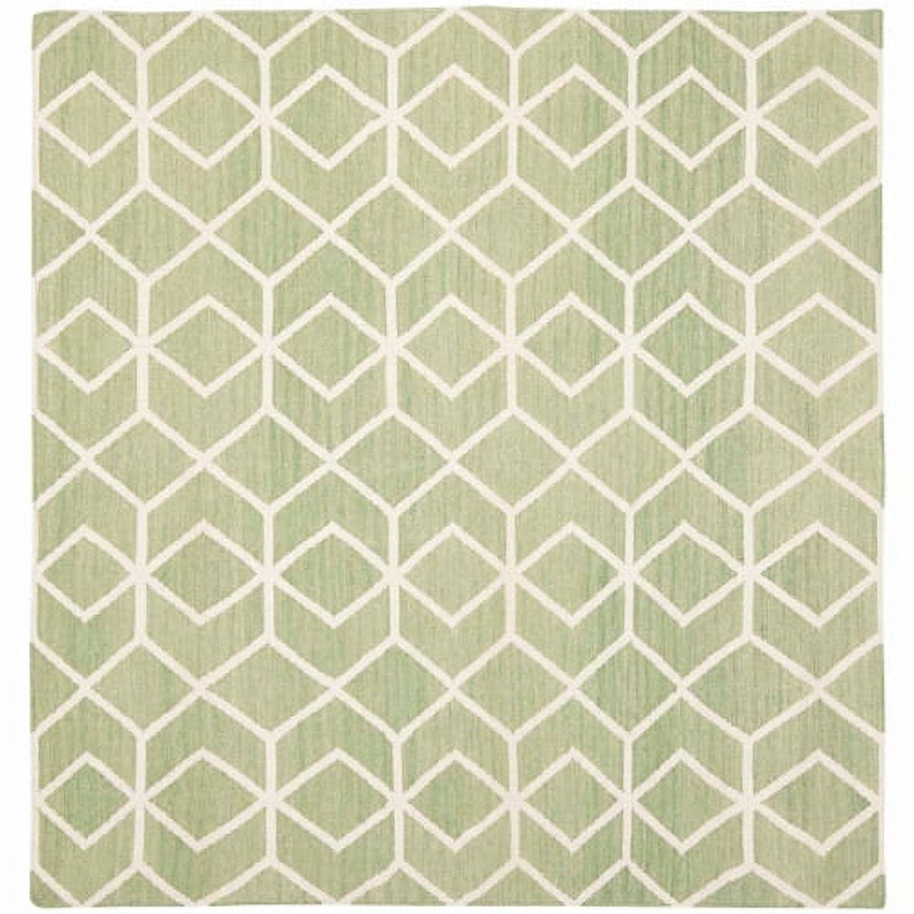SAFAVIEH Dhurries Addison Geometric Area Rug, Sage/Ivory, 8' x 8' Square