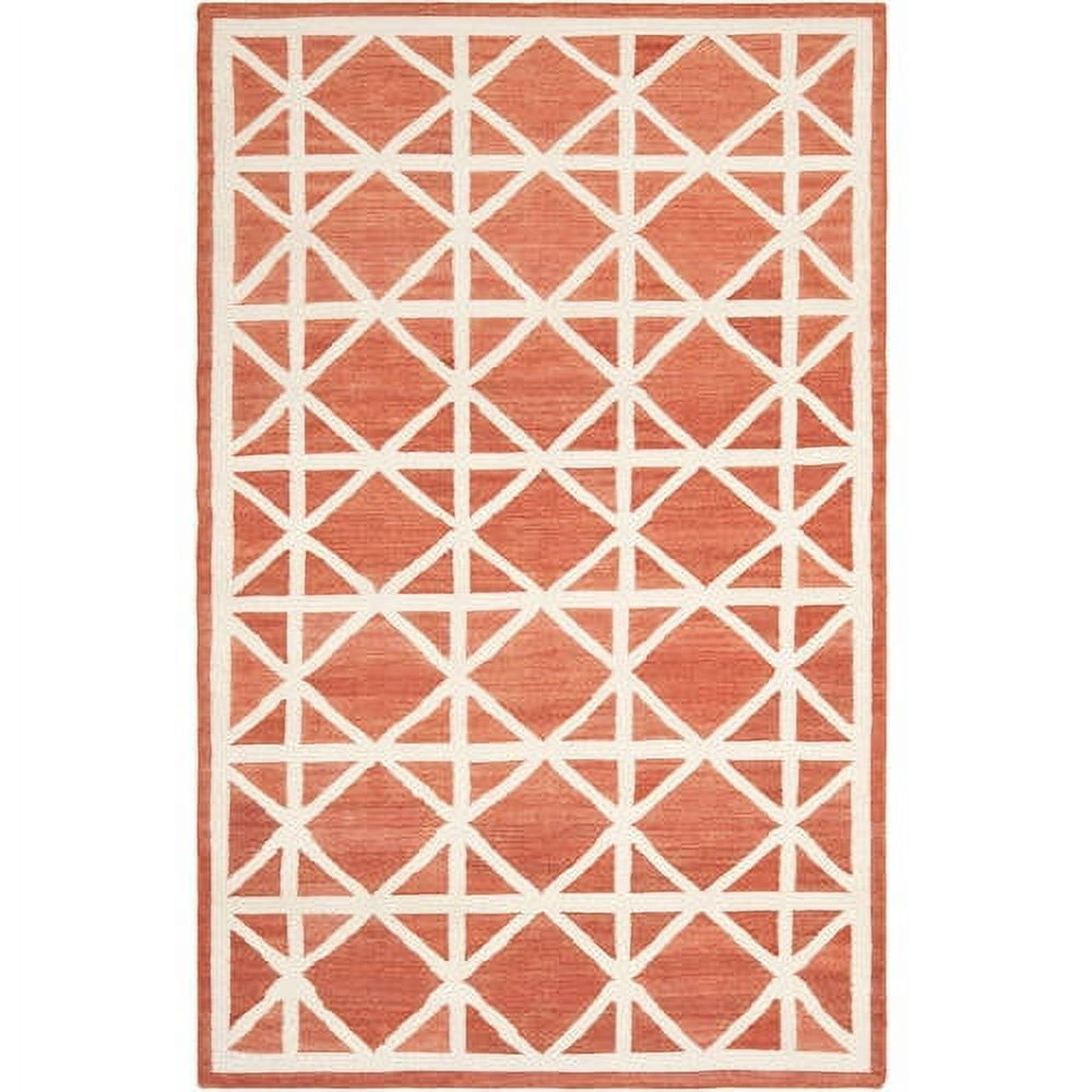 SAFAVIEH Dhurries Anne Geometric Area Rug, Red/Ivory, 3' x 5'