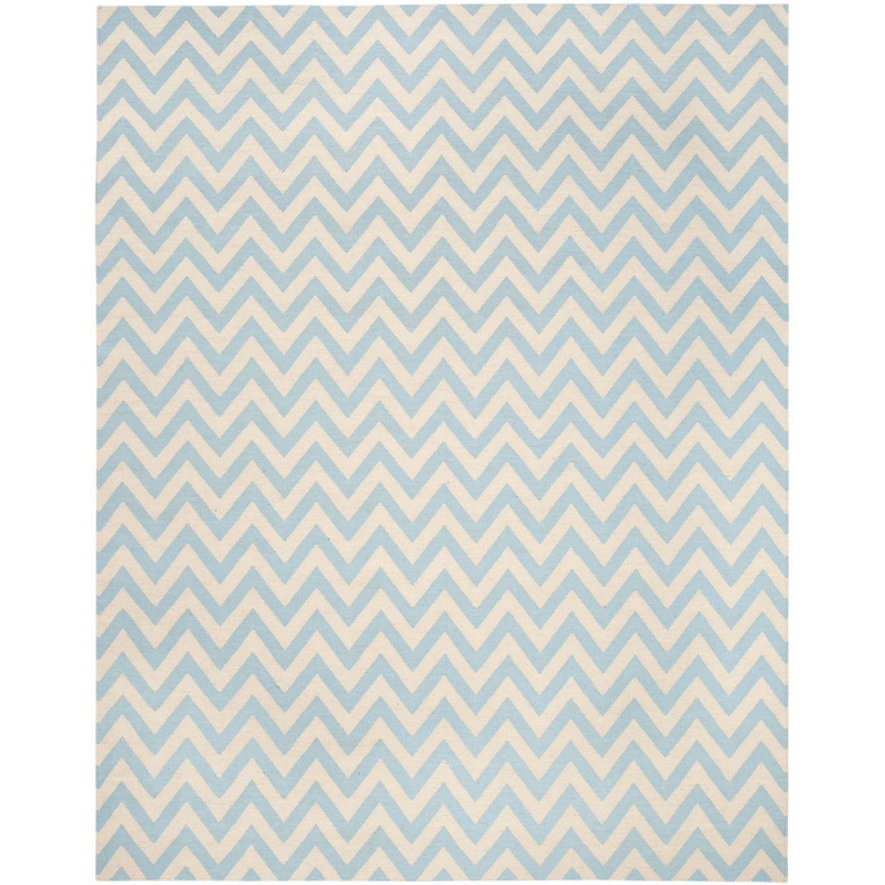 SAFAVIEH Dhurrie Bentley Chevron Zigzag Wool Area Rug, Blue/Ivory, 5' x 8'