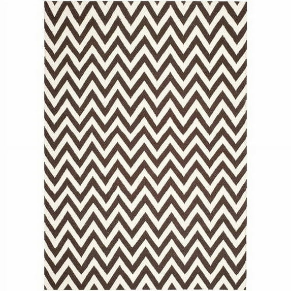 SAFAVIEH Dhurrie Bentley Chevron Zigzag Wool Area Rug, Brown/Ivory, 8' x 10'