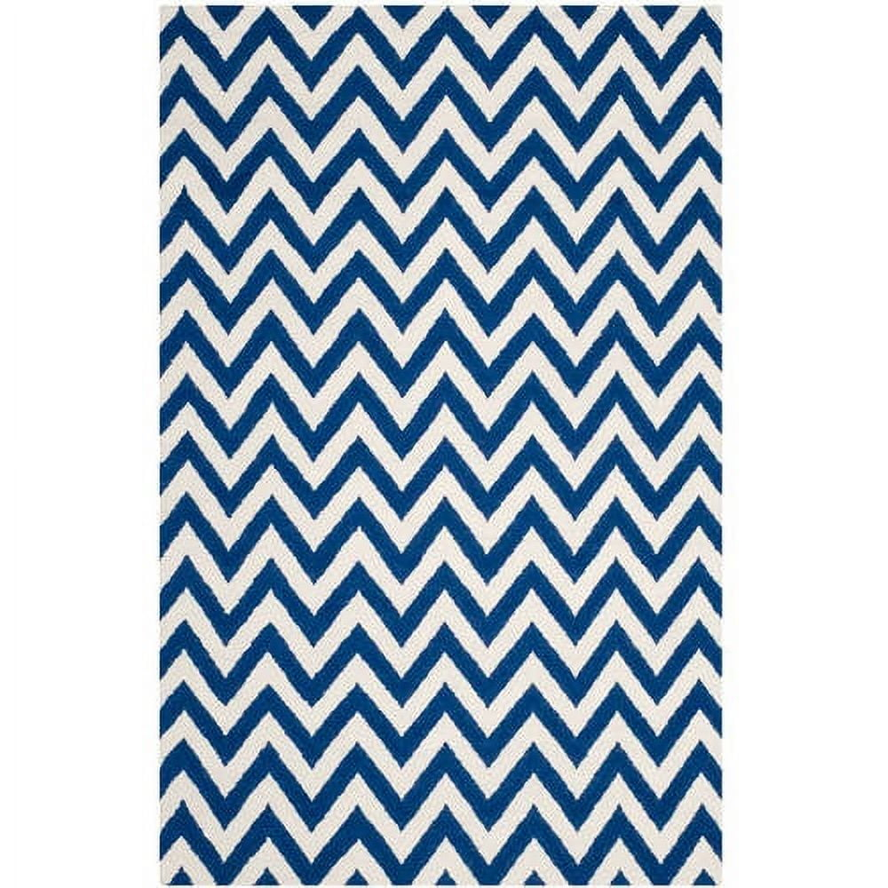 SAFAVIEH Dhurries Bentley Geometric Area Rug, Dark Blue/Ivory, 9' x 12'
