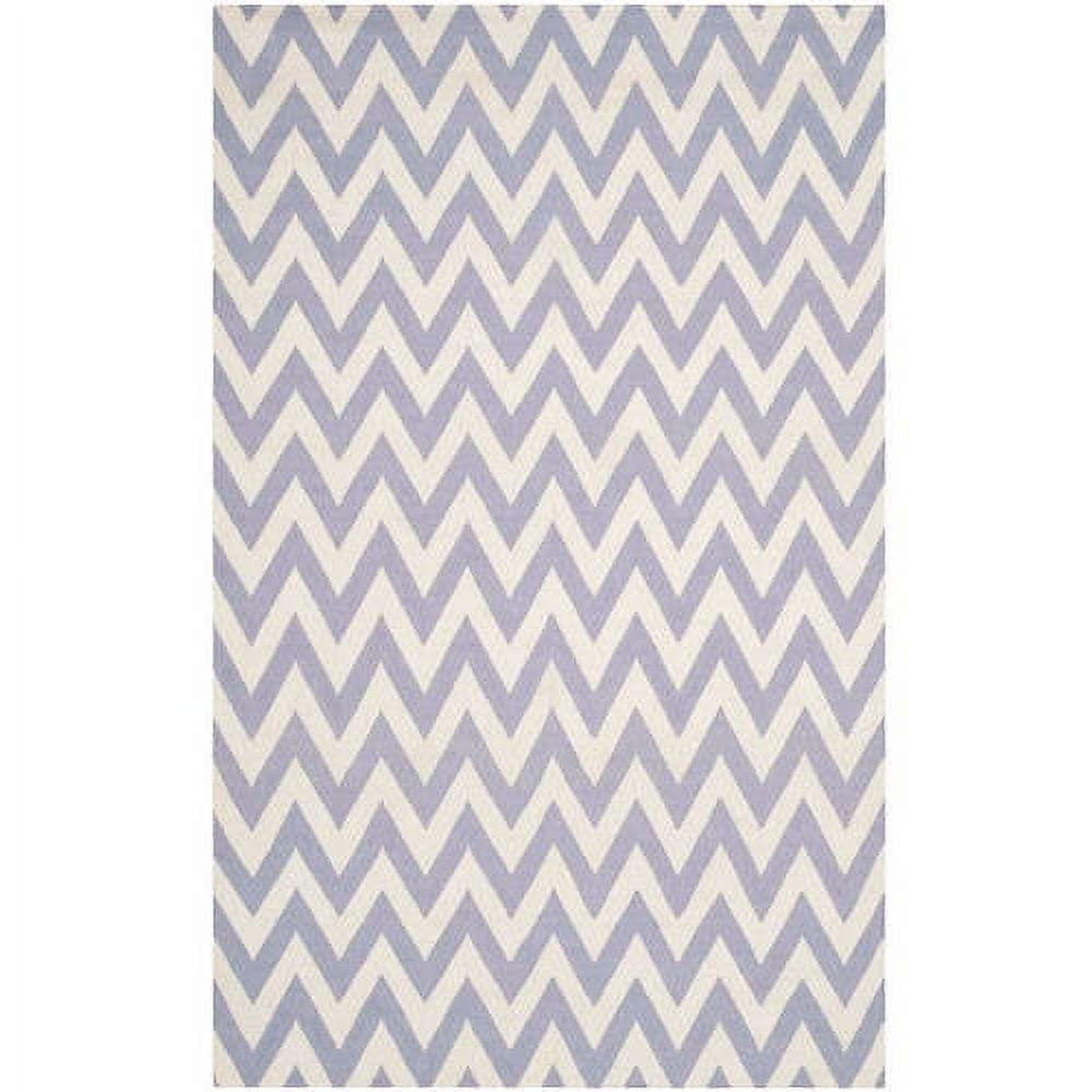 SAFAVIEH Dhurrie Bentley Chevron Zigzag Wool Area Rug, Purple/Ivory, 4' x 6'