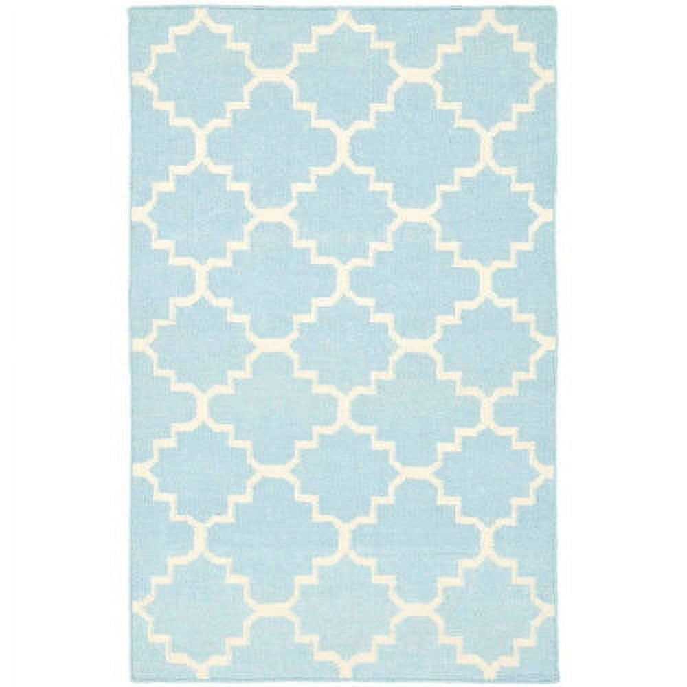 SAFAVIEH Dhurries Brad Geometric Area Rug, Light Blue/Ivory, 8' x 10'
