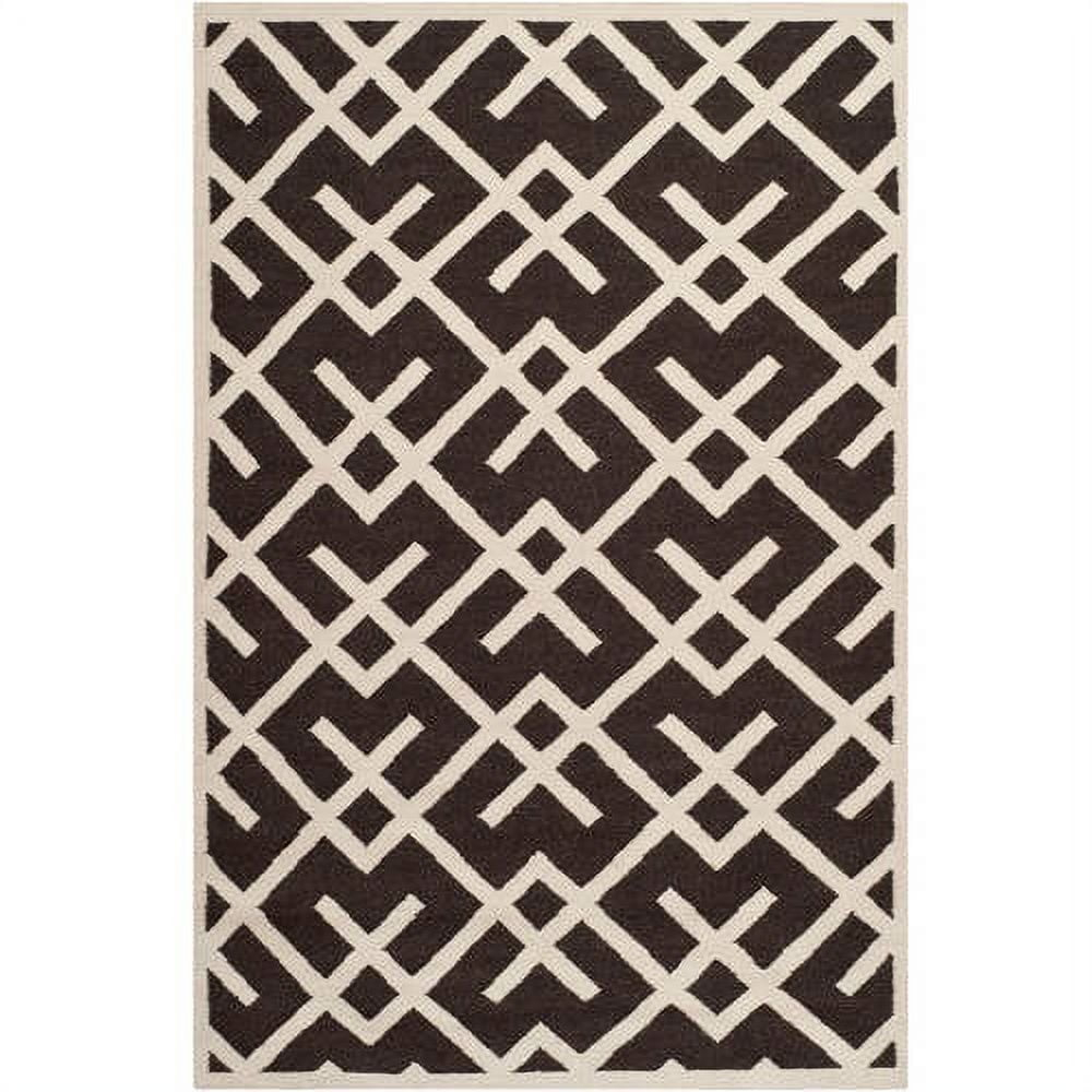 SAFAVIEH Dhurrie Brianna Geometric Moroccan Wool Area Rug, Brown/Ivory, 8' x 10'