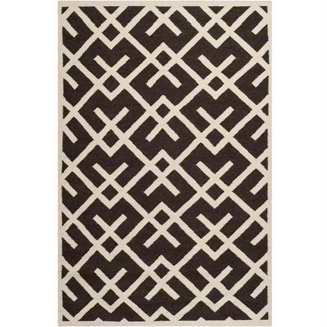 SAFAVIEH Dhurrie Brianna Geometric Moroccan Wool Area Rug, Brown/Ivory, 8' x 10'