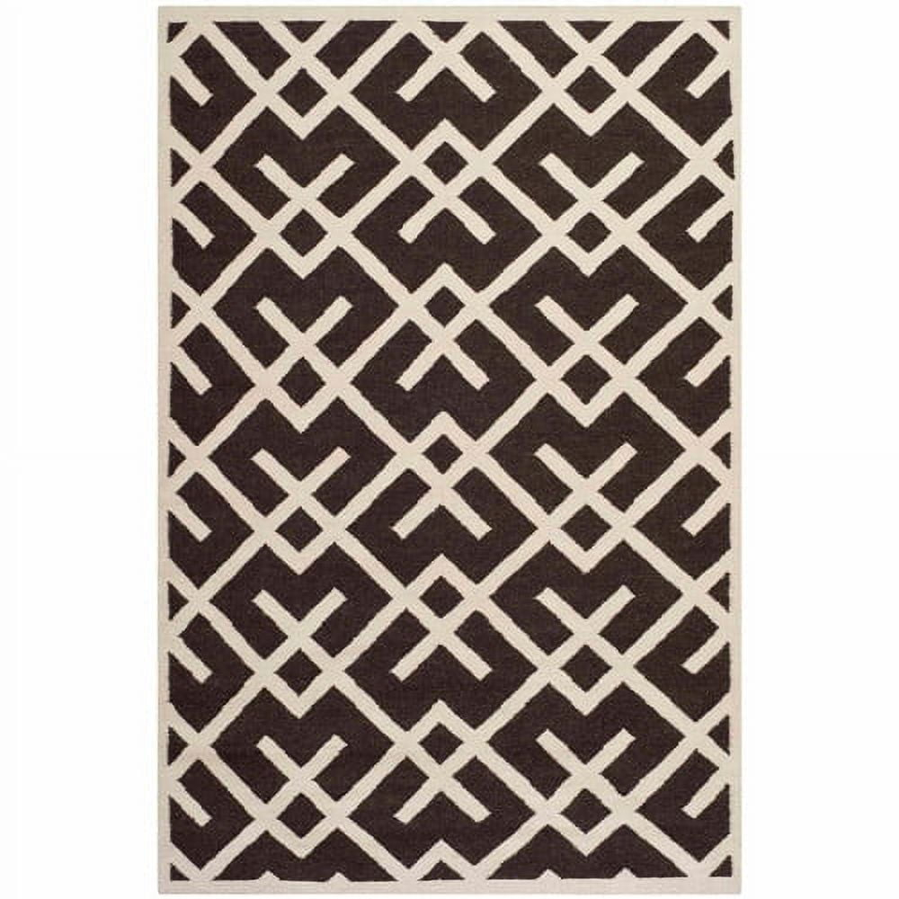 SAFAVIEH Dhurries Brianna Geometric Area Rug, Brown/Ivory, 8' x 8' Square