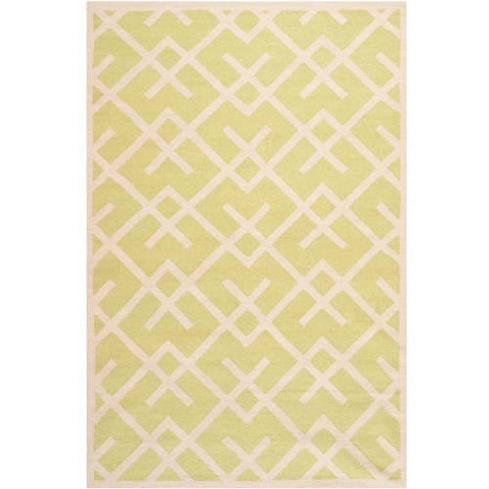 SAFAVIEH Dhurrie Brianna Geometric Moroccan Wool Area Rug, Light Green/Ivory, 6' x 6' Square