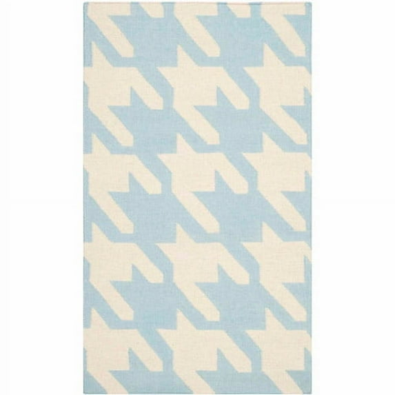 SAFAVIEH Dhurries Abigail Geometric Area Rug, Light Blue/Ivory, 4' x 6'