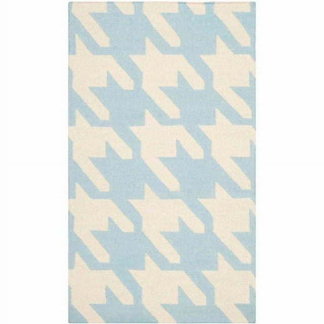 SAFAVIEH Dhurries Abigail Geometric Area Rug, Light Blue/Ivory, 4' x 6'
