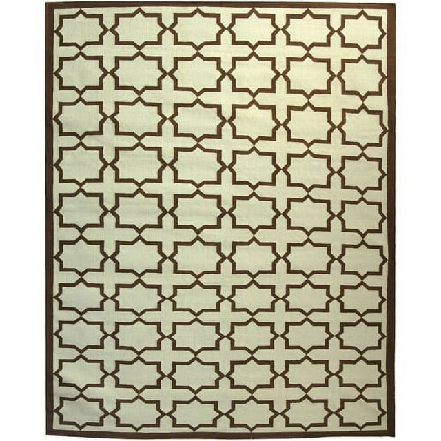 SAFAVIEH Dhurrie Diana Geometric Moroccan Wool Area Rug, Light Blue, 3' x 5'