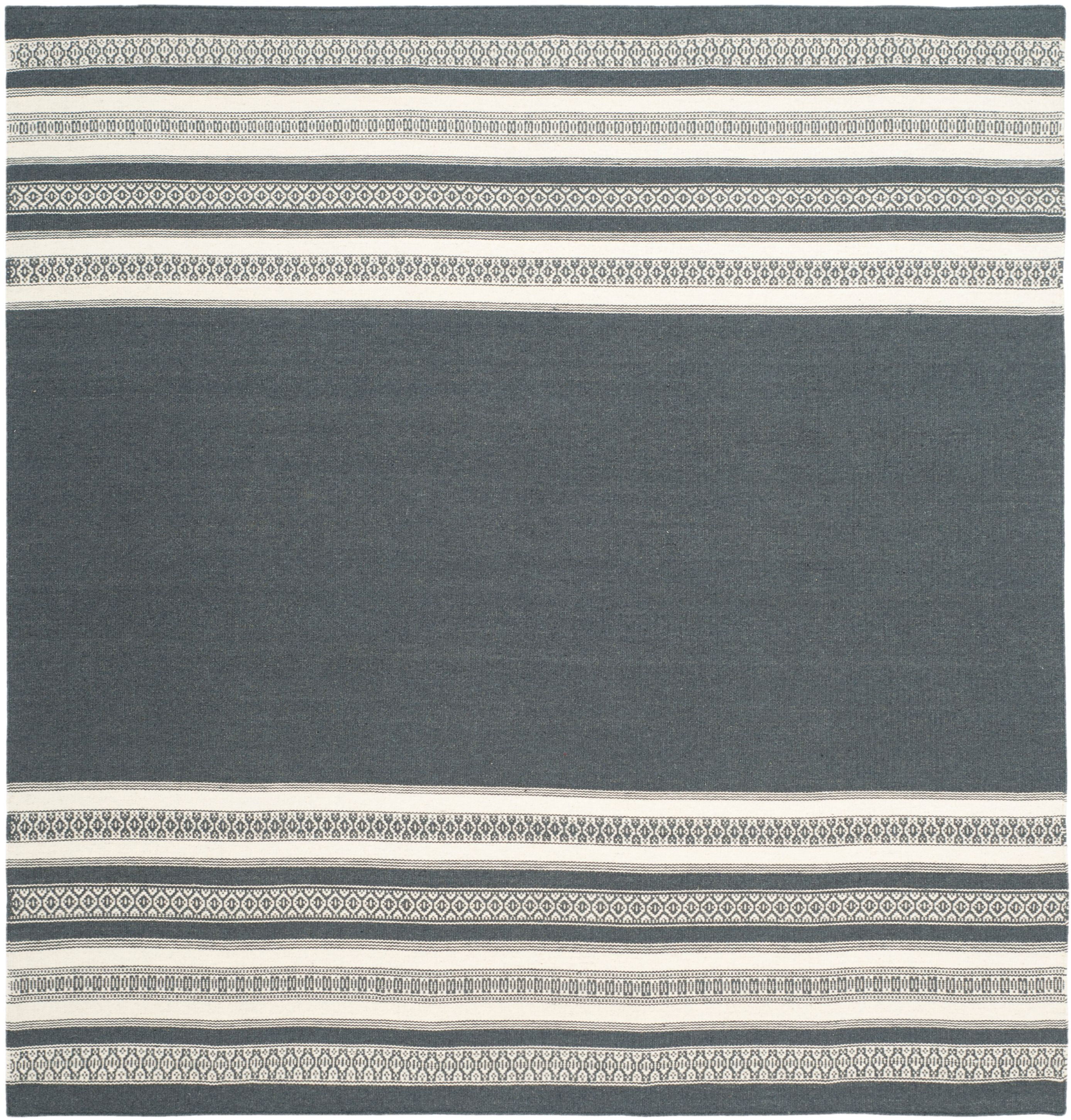 SAFAVIEH Dhurries Haywood Geometric Area Rug, Dark Grey, 6' x 6' Square