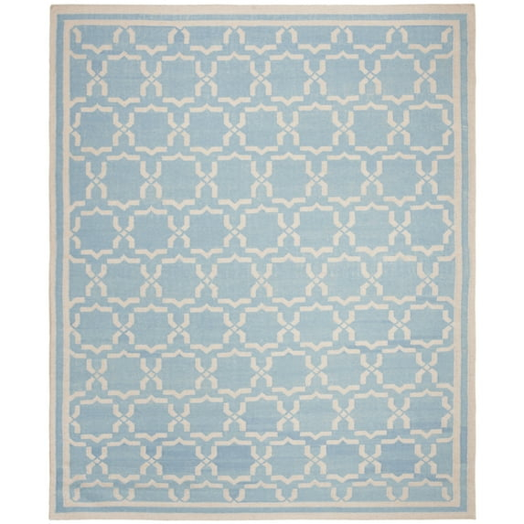 SAFAVIEH Alfombra Geométrica de Lana Marroquí Dhurrie Myles, Azul Claro/marfil, 3' x 5'