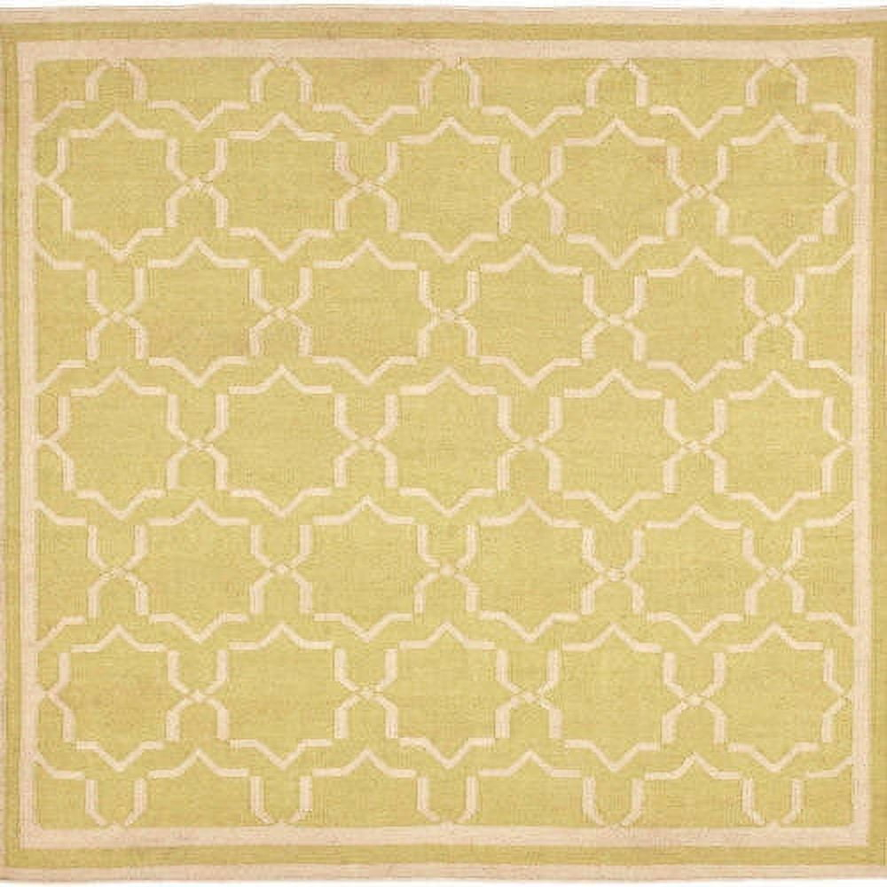 SAFAVIEH Dhurries Myles Geometric Area Rug, Light Green/Ivory, 6' x 6' Square