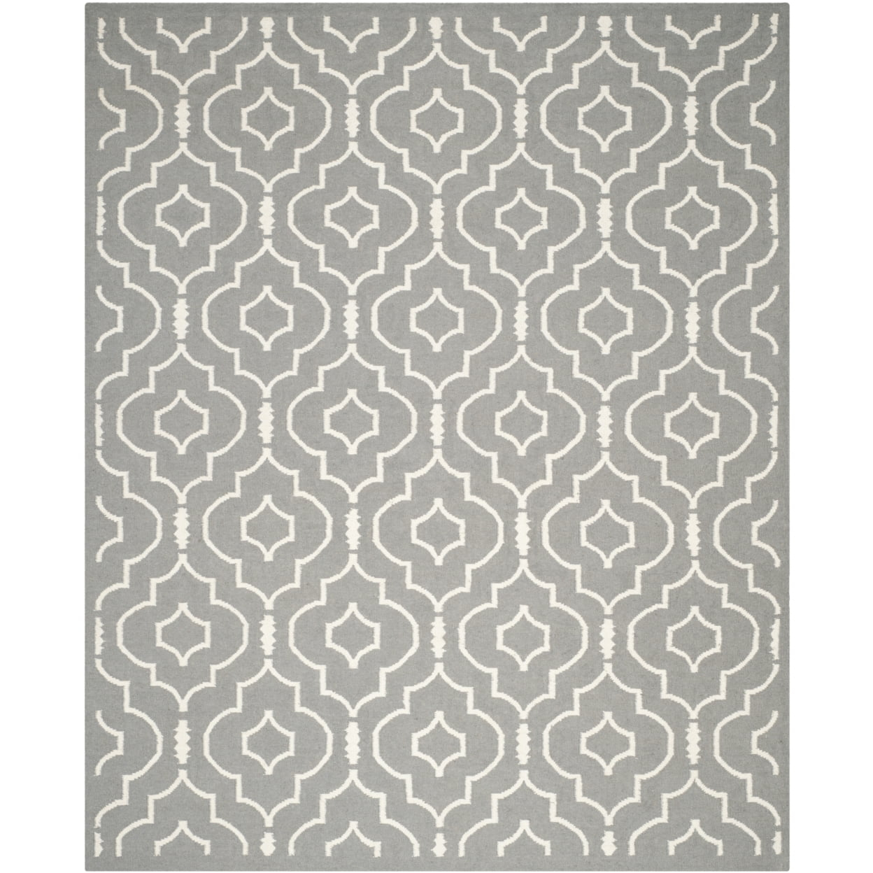 SAFAVIEH Dhurrie Slater Geometric Moroccan Wool Area Rug, Grey/Ivory, 10' x 14'