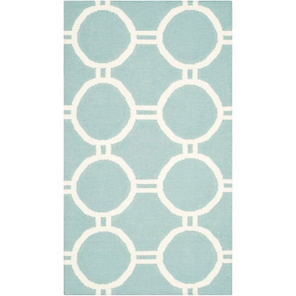 Dhurries DHU636 Hand Woven Area Rug - Light Blue/Ivory - 3'x5' - Safavieh.