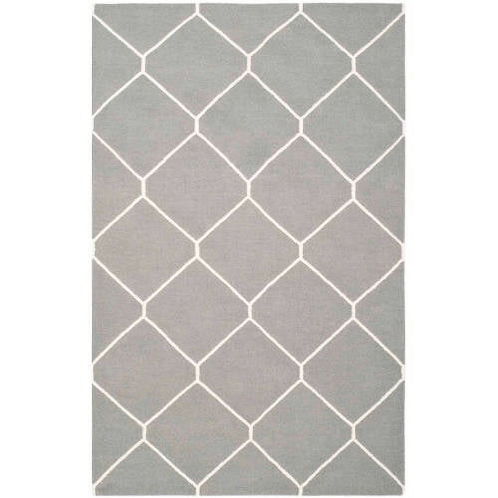 Dhurries DHU635 Hand Woven Area Rug - Grey/Ivory - 5'x8' - Safavieh.