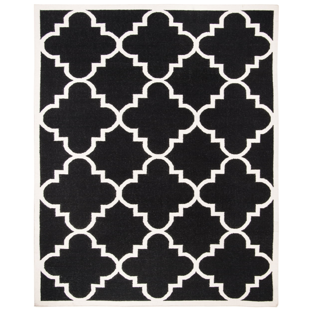 Dhurries DHU633 Hand Woven Area Rug - Black/Ivory - 6'x6' - Safavieh.