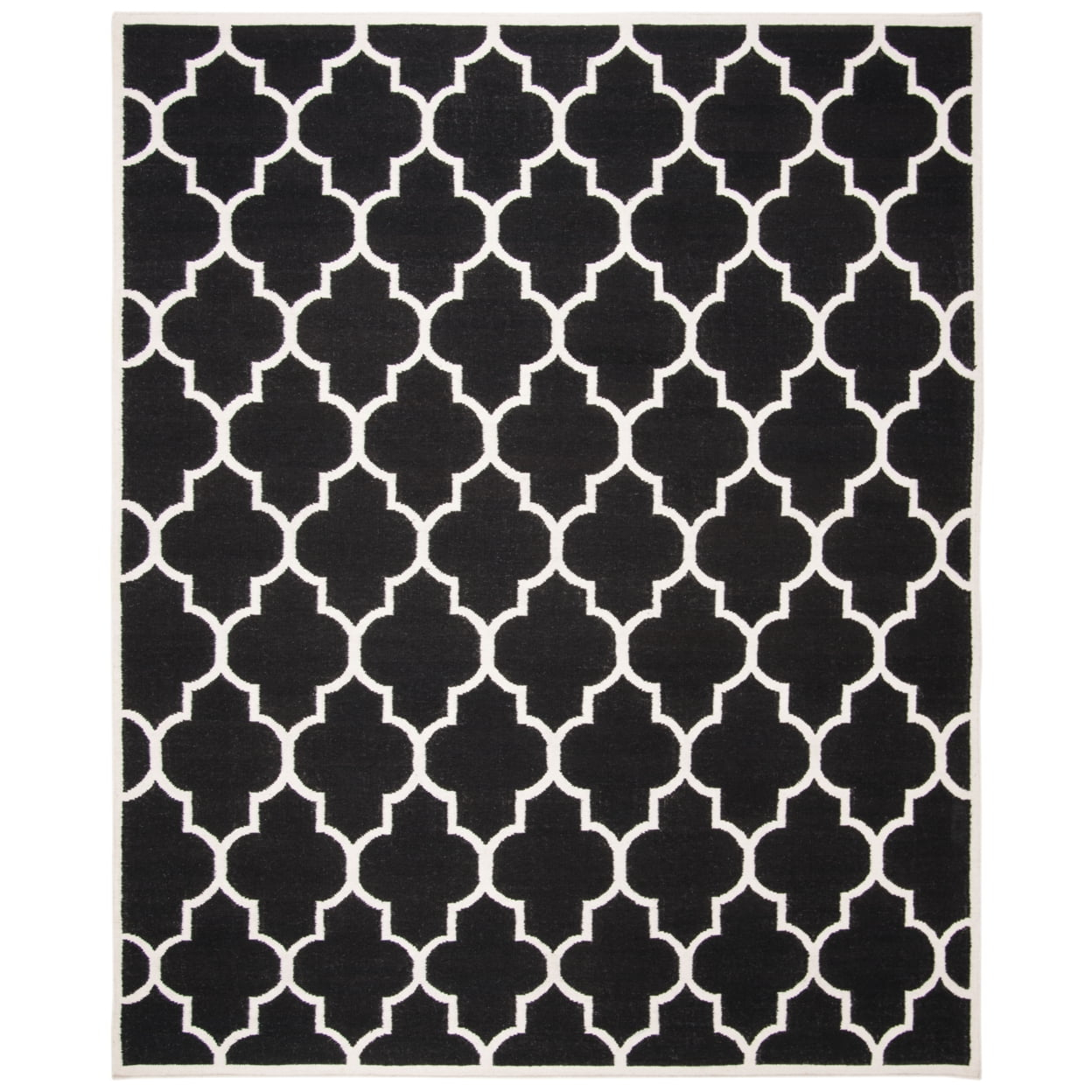 Dhurries DHU632 Hand Woven Area Rug - Black/Ivory - 5'x8' - Safavieh.