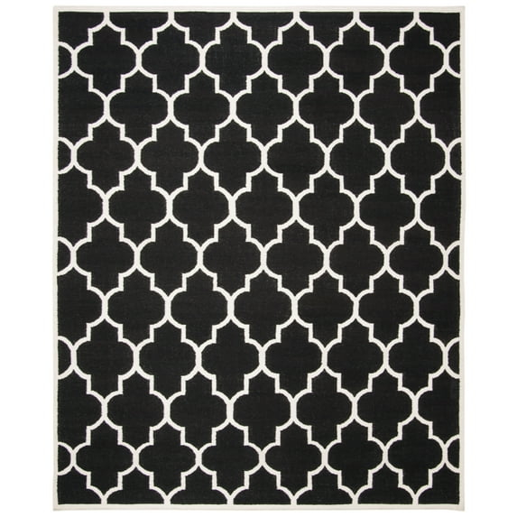 SAFAVIEH Dhurrie Toby Geometric Moroccan Wool Area Rug, Black/Ivory, 6' x 9'