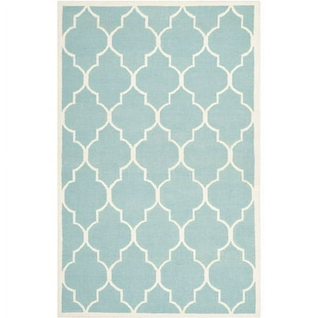 Dhurries DHU632 Hand Woven Area Rug - Light Blue/Ivory - 5'x8' - Safavieh.