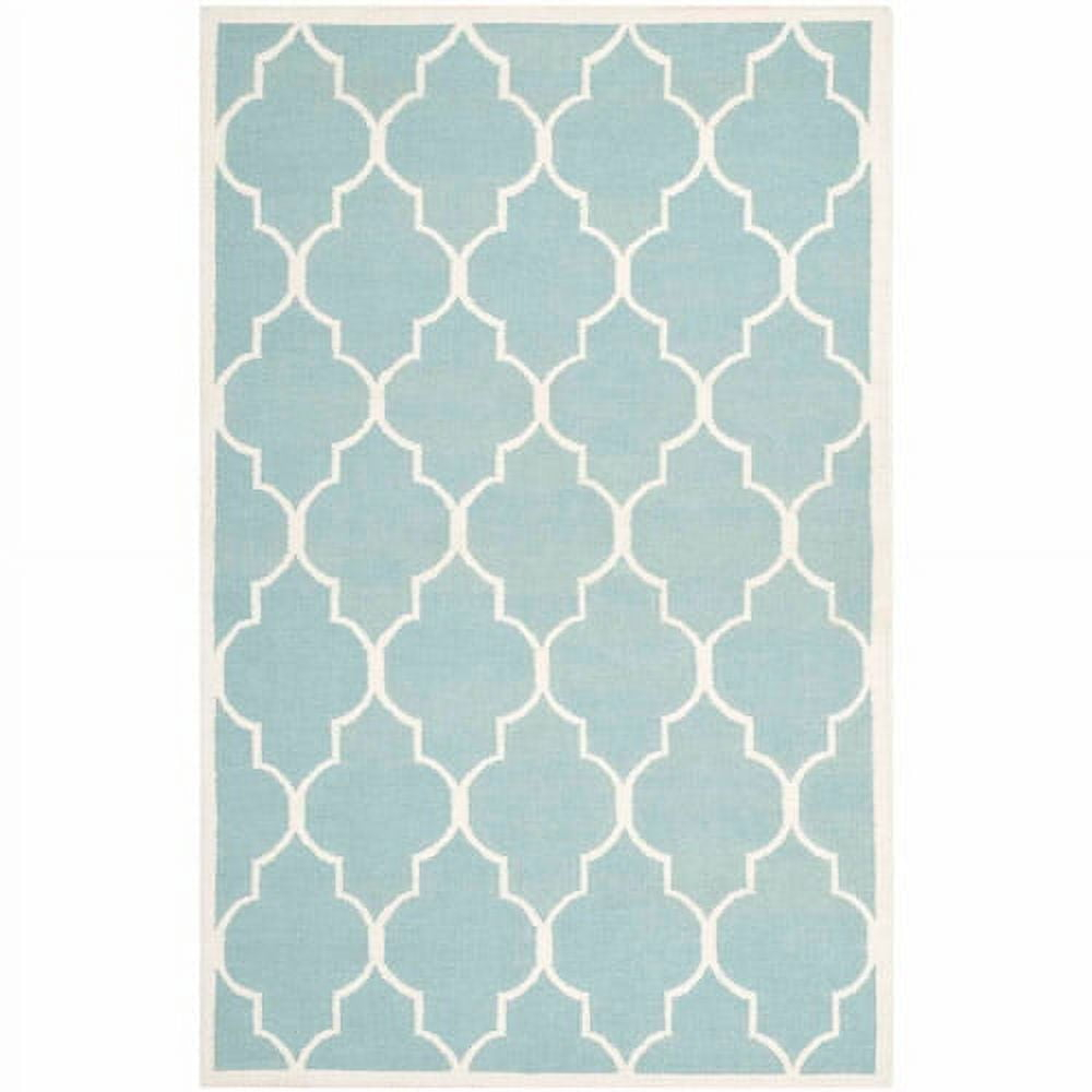 Dhurries DHU632 Hand Woven Area Rug - Light Blue/Ivory - 6'x6' - Safavieh.