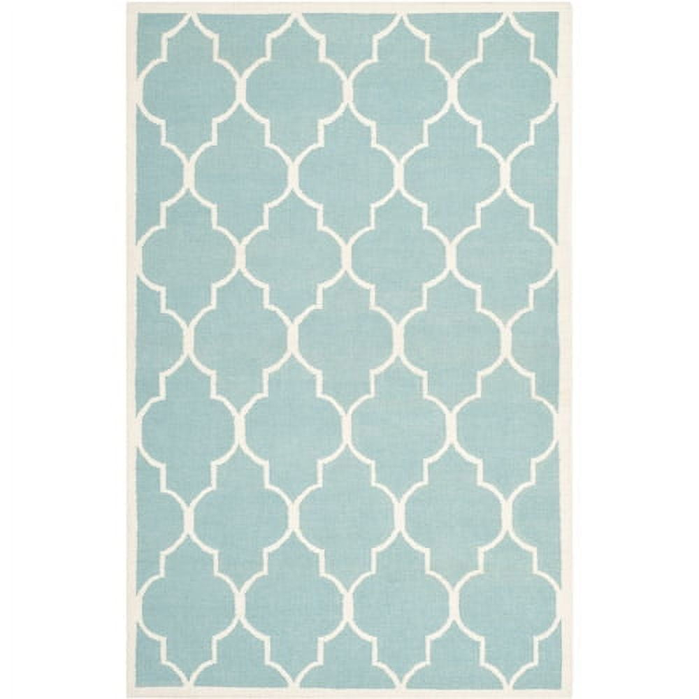 Dhurries DHU632 Hand Woven Area Rug - Light Blue/Ivory - 6'x9' - Safavieh.