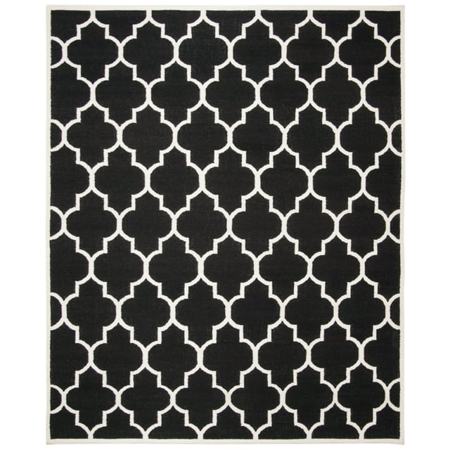 Dhurries DHU632 Hand Woven Runner Rug - Black/Ivory - 2'6"x6' - Safavieh.