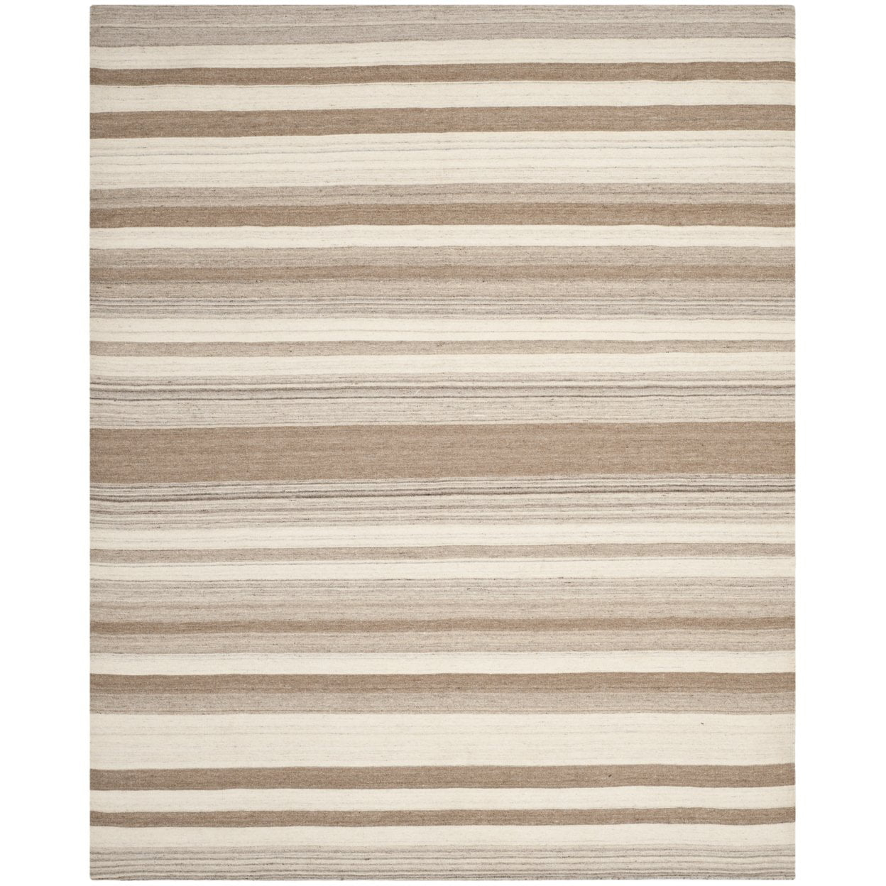 SAFAVIEH Dhurrie Tom Striped Moroccan Wool Area Rug, Natural/Camel, 8' x 10'