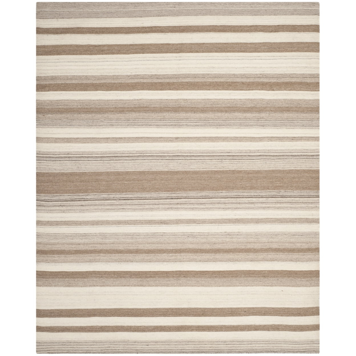 SAFAVIEH Dhurrie Tom Striped Moroccan Wool Area Rug, Natural/Camel, 9' x 12'