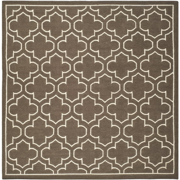 Dhurries DHU625 Hand Woven Area Rug - Brown/Ivory - 7'x7' - Safavieh.