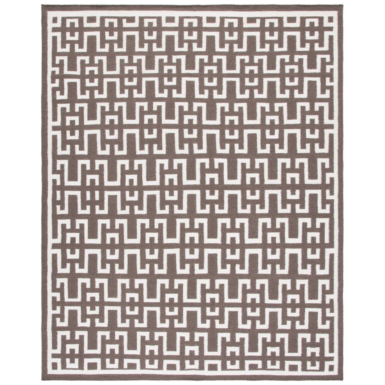 SAFAVIEH Dhurrie Waverly Geometric Moroccan Wool Area Rug, Chocolate/Ivory, 6' x 9'