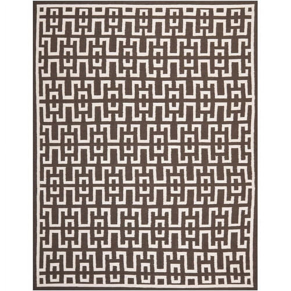 SAFAVIEH Dhurrie Waverly Geometric Moroccan Wool Area Rug, Chocolate/Ivory, 6' x 9'